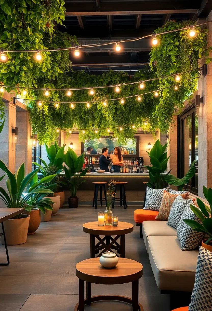 Urban Jungle: This biophilic bar ⁢features lush plants ⁤intertwined ⁢with glowing string lights, giving patrons a unique environment ‌to escape the urban hustle