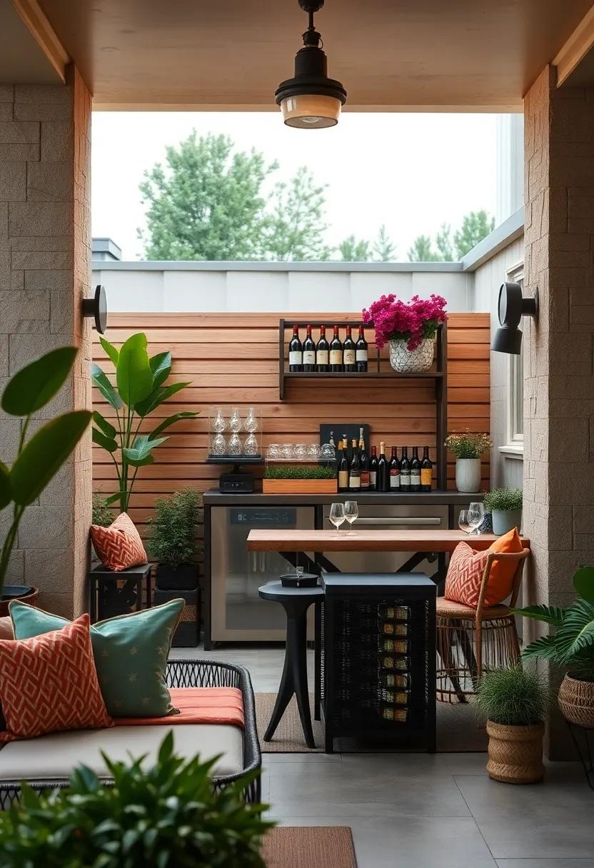 Chic and Compact: A stylish yet space-saving patio‌ bar⁢ featuring a foldable wine rack for those with​ smaller outdoor areas who ⁣refuse to sacrifice style