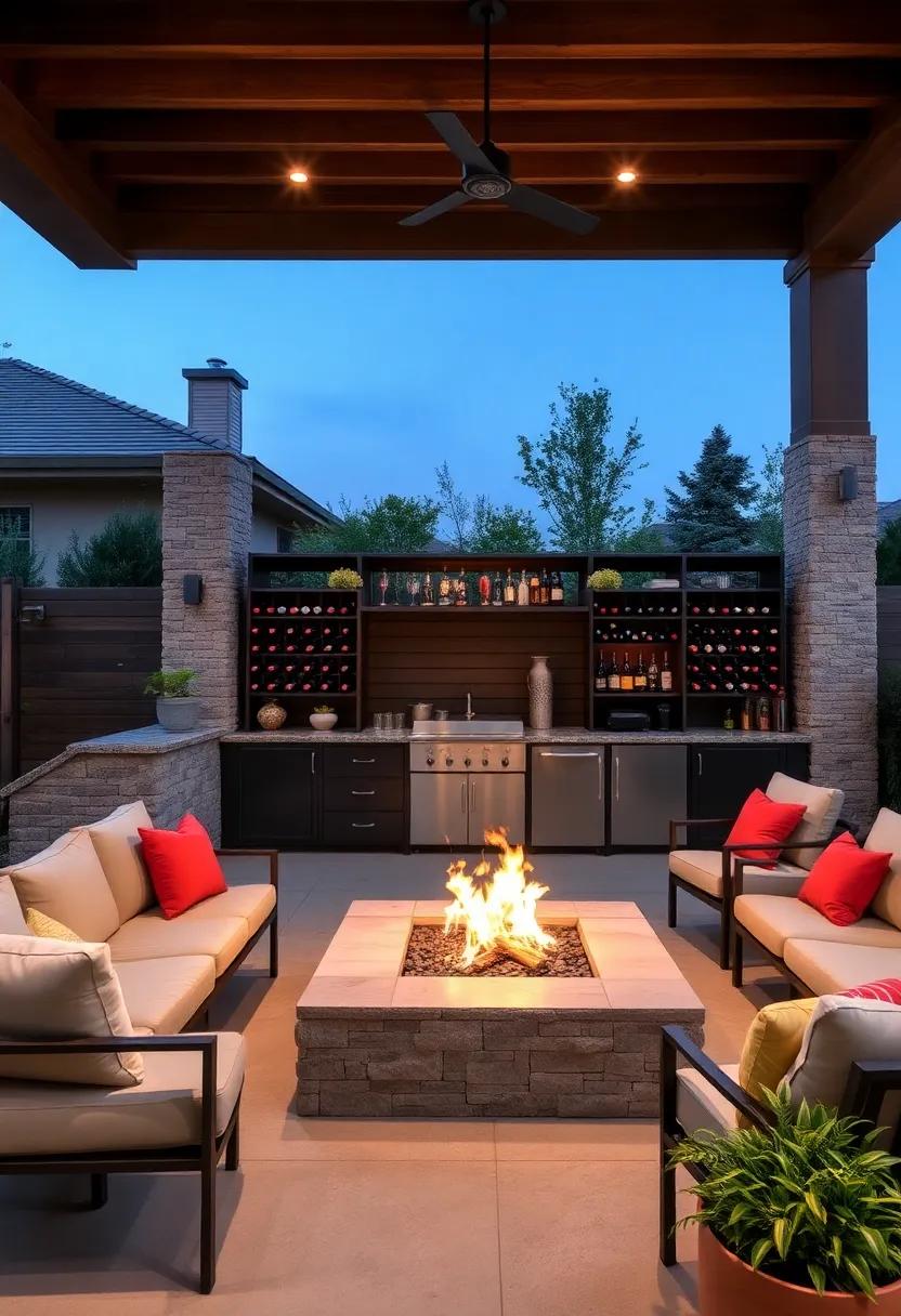 Fire Pit Feels: ⁤This patio bar anchors an outdoor fire ‍pit area, complete with a wine rack that brings ‌warmth and camaraderie to evening gatherings