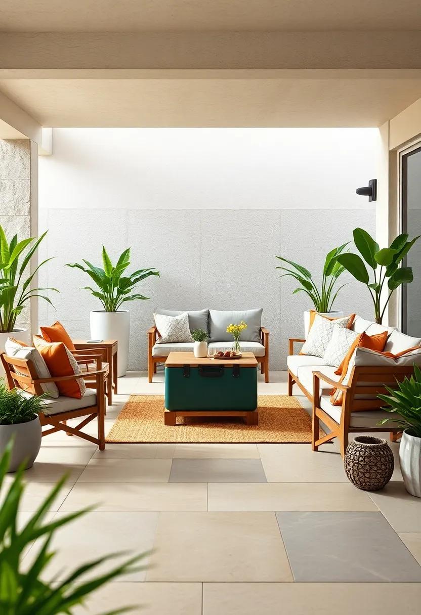 Sleek Folding Picnic Set with Cooler: This portable picnic set transforms any location into a cozy dining area, equipped with an integrated cooler for added convenience