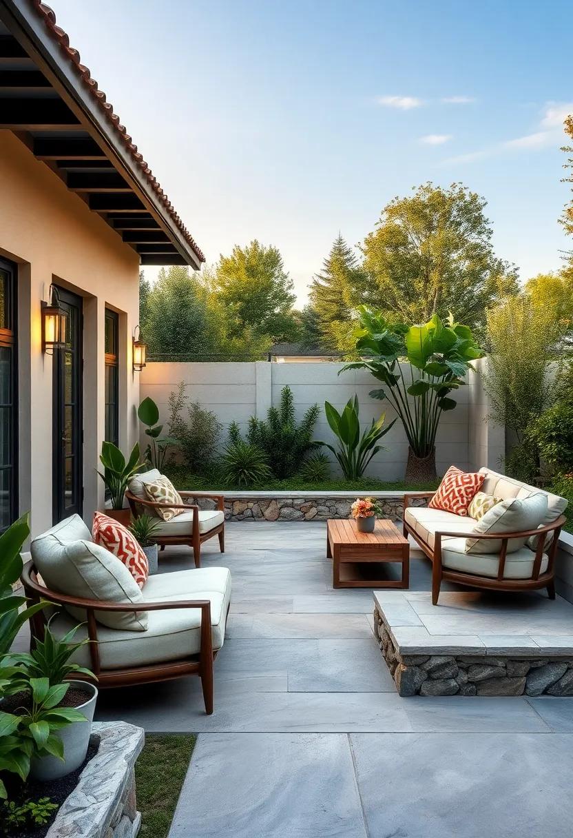 Functional ‍Design Elements: ⁢Seating⁤ Options with stone borders