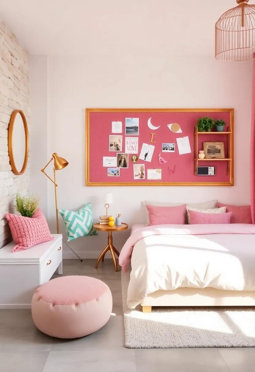 Make ‌A Customized Bulletin board: Cover a corkboard with ⁤pink fabric ‌and ‌gold trim, perfect for pinning​ up memories and ‍inspirations