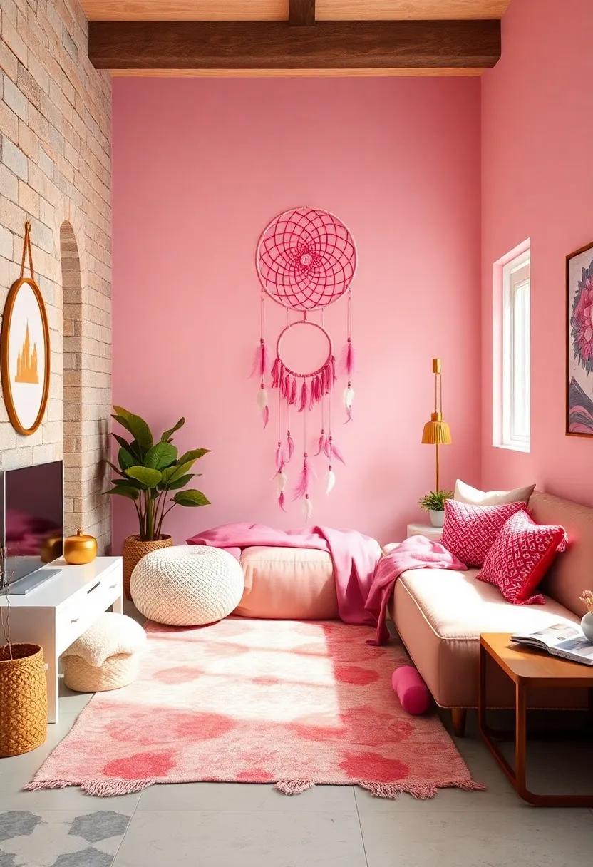 Showcase Your ‍Style with a​ Dream Catcher: Hang a DIY ⁢or store-bought ⁤dream catcher in shades‍ of pink and gold ⁤for ⁤a bohemian flair