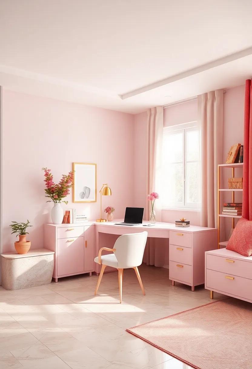 Plan a Functional Study Nook: Design⁤ a study ‌area with a⁣ rose pink‍ desk and gold accents, ensuring it’s⁤ both beautiful‌ and practical for homework⁢ sessions