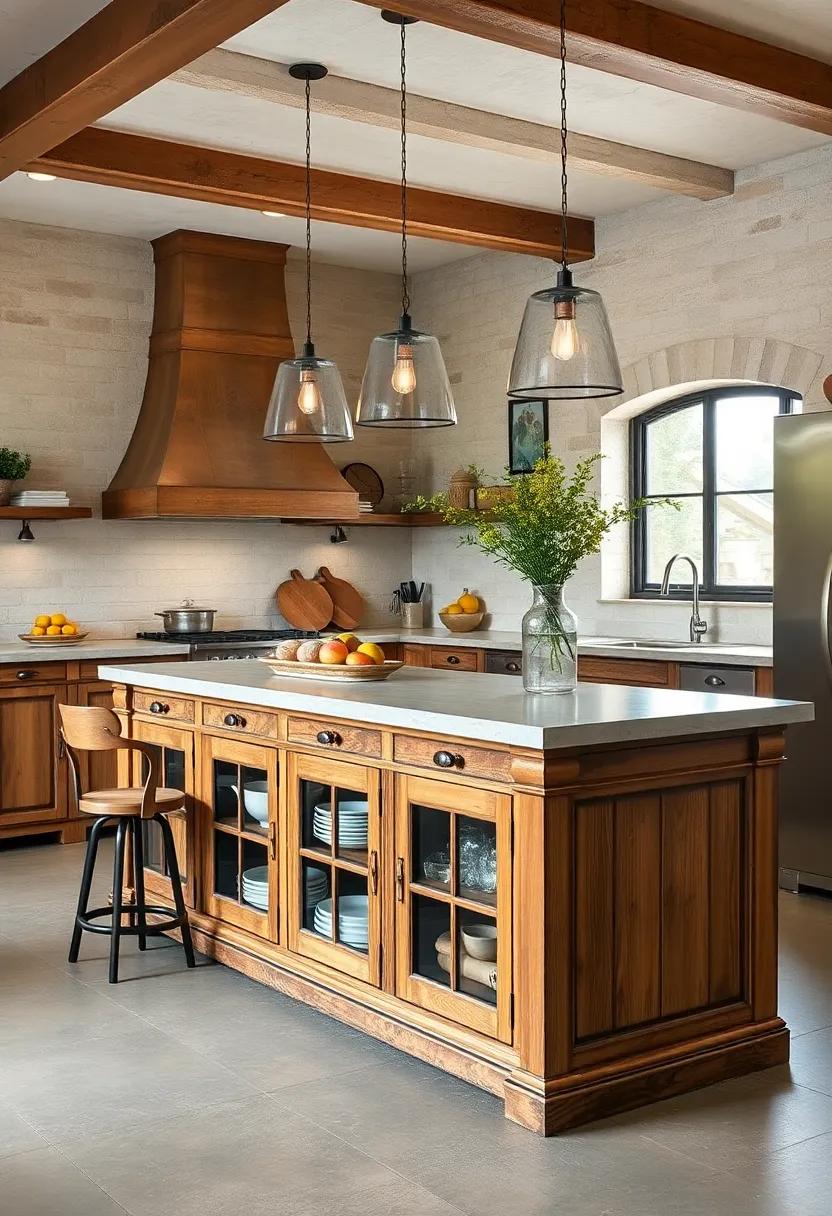 Antique Bookcase Base: An island crafted from an antique bookcase not only stands out visually but also provides ample space for culinary essentials