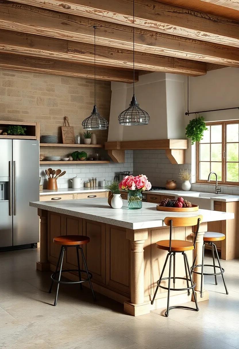 Cottage Comfort: An inviting kitchen island adorned with floral accents and pastel paint brings a quaint cottage feel right into your culinary space
