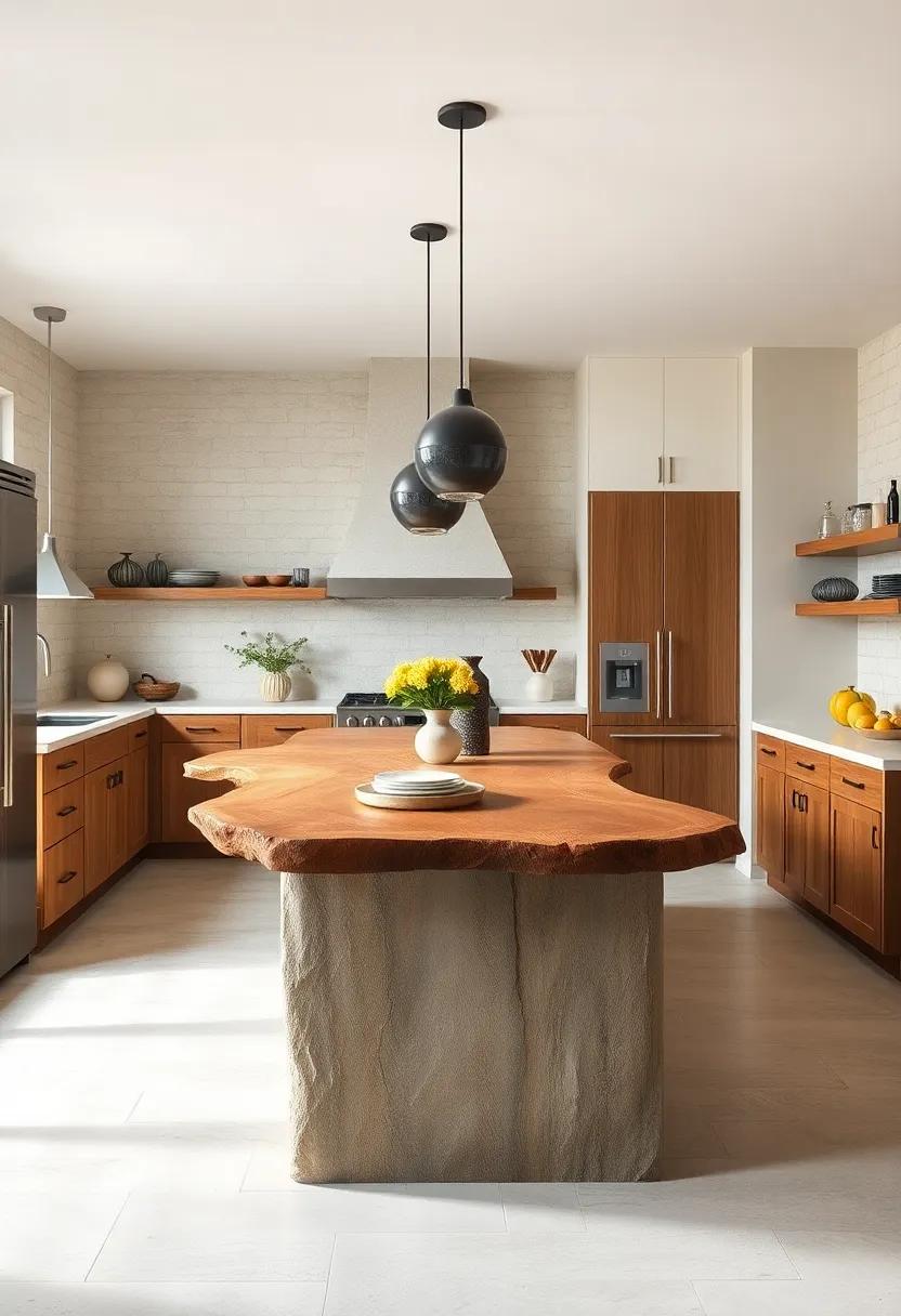 Live Edge Countertop: embrace natural imperfections with a live edge countertop that showcases the beauty of organic shapes and textures in your kitchen