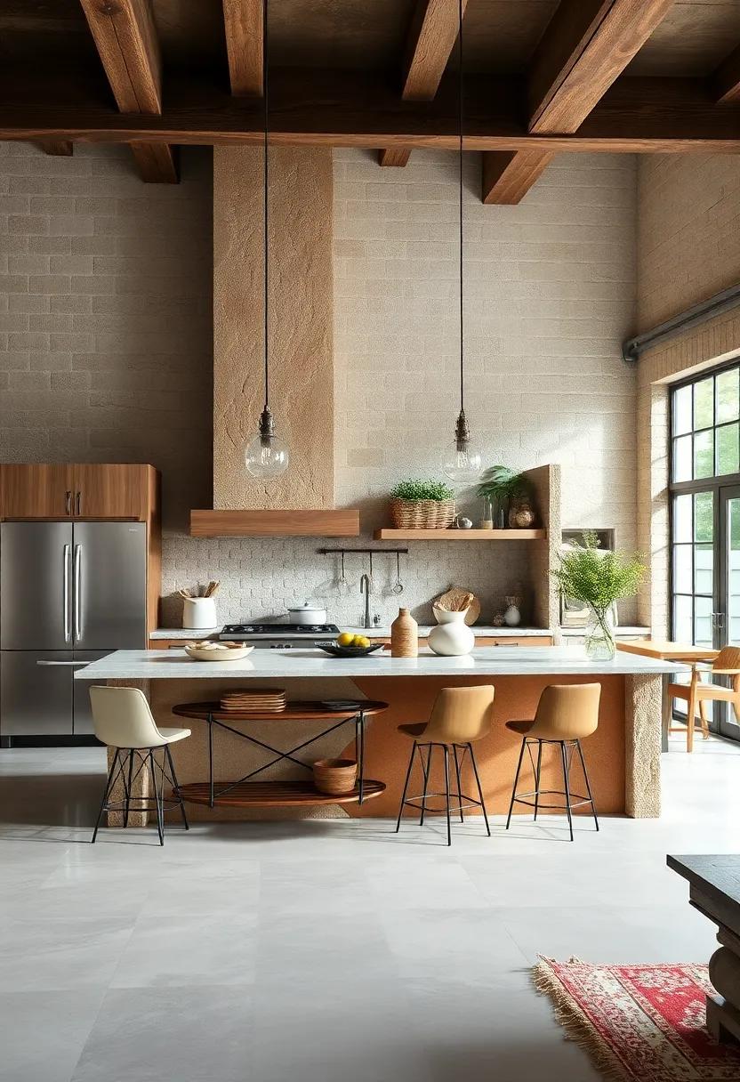 Rustic Frames and Mirrors: Use framing techniques with natural materials to create a rustic island that reflects both style and functionality