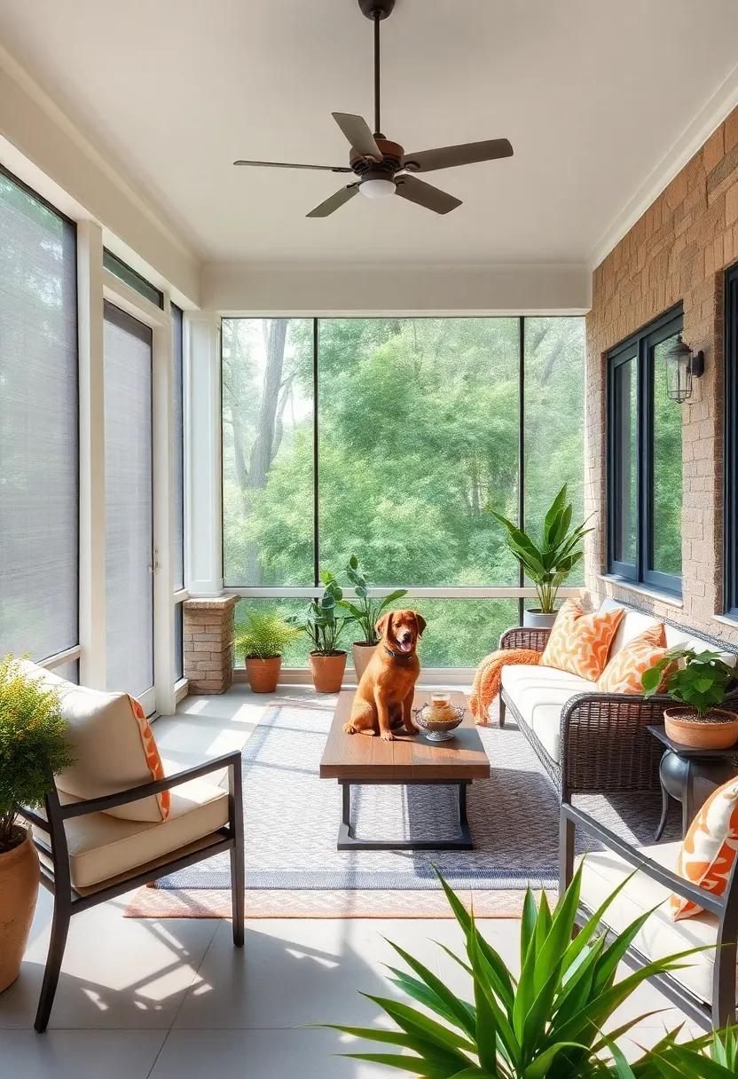 the Cozy⁢ Canine corner: An inviting screened porch that​ features durable,⁢ chew-resistant screens, ensuring your pup can enjoy the ⁣outdoors safely