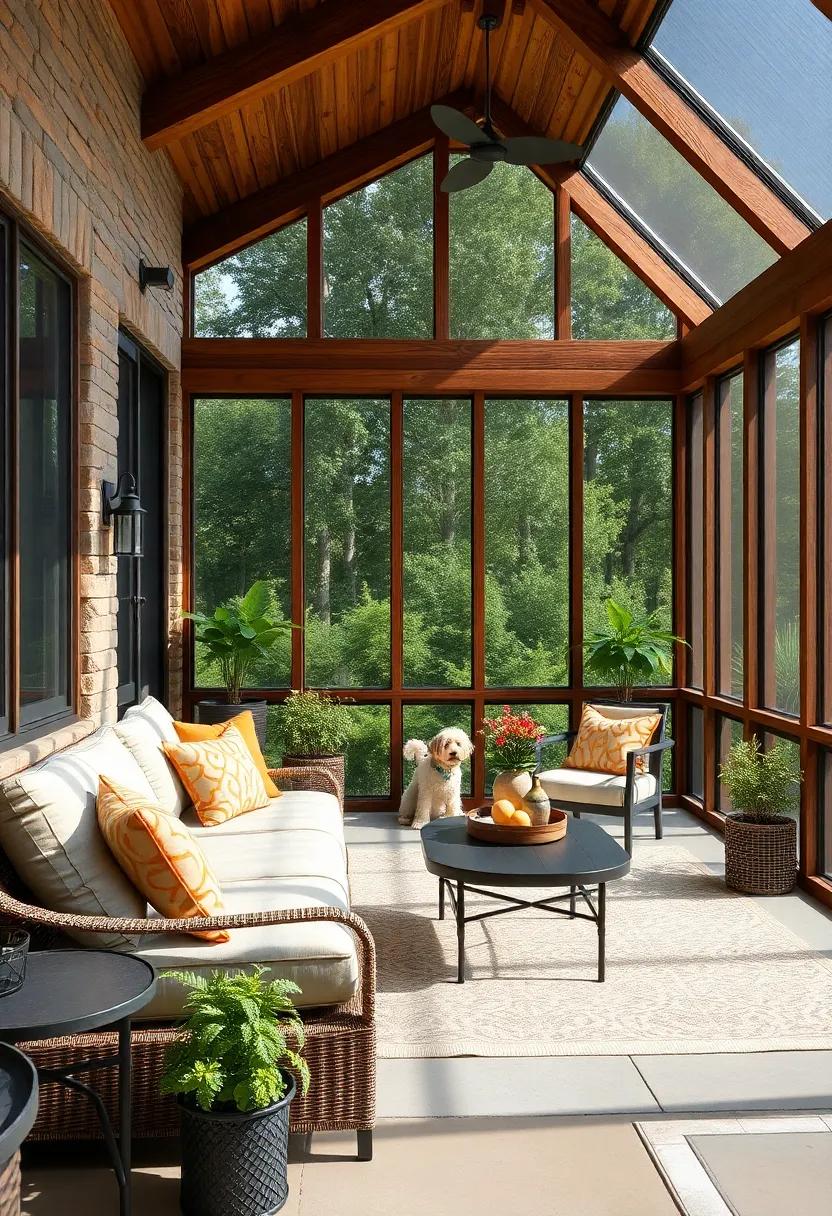 Vintage Charm Screens: ‌A rustic wood-framed screened⁢ porch design ⁣that blends charm with functionality, allowing‍ pets to bask⁣ in ‌the fresh air