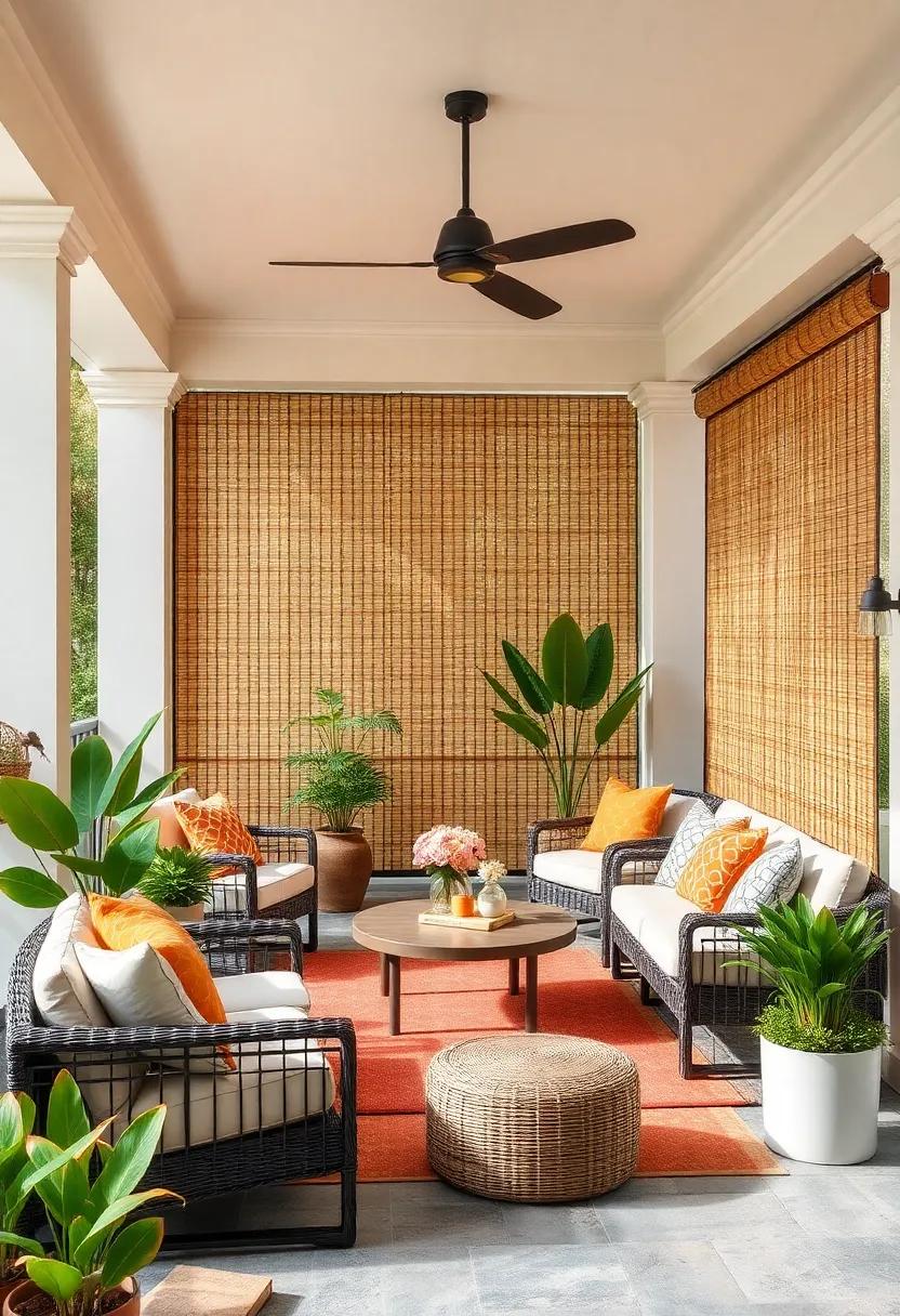 Bamboo Roll-Up Screens:⁤ Embrace natural aesthetics with eco-friendly bamboo screens that‌ roll up‌ and down,adding a⁣ touch ⁤of warmth ​and⁣ texture to ⁤your porch