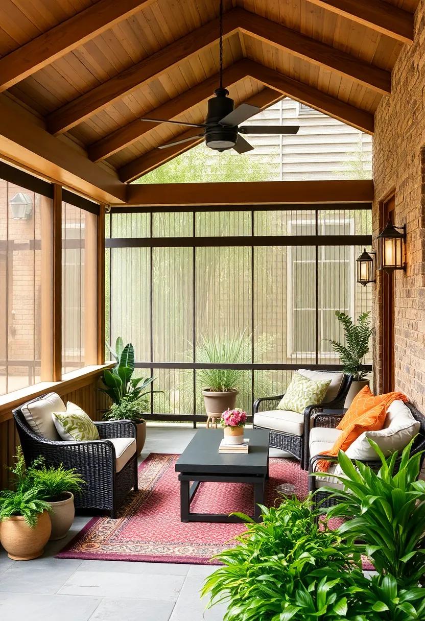 Screened Trellis⁤ Toppers: Enhance ​your ⁣porch’s architectural⁣ appeal with trellis-style screens that retract‍ for easy upkeep while providing⁤ elegance⁢ and shade