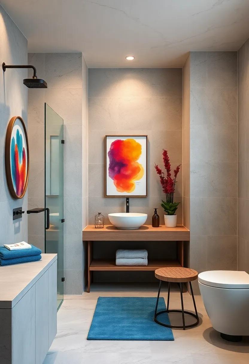 Colorful ⁢Accents: Add pops of color through accessories‍ like towels and art to infuse‍ personality and ‍character⁢ into your small bathroom