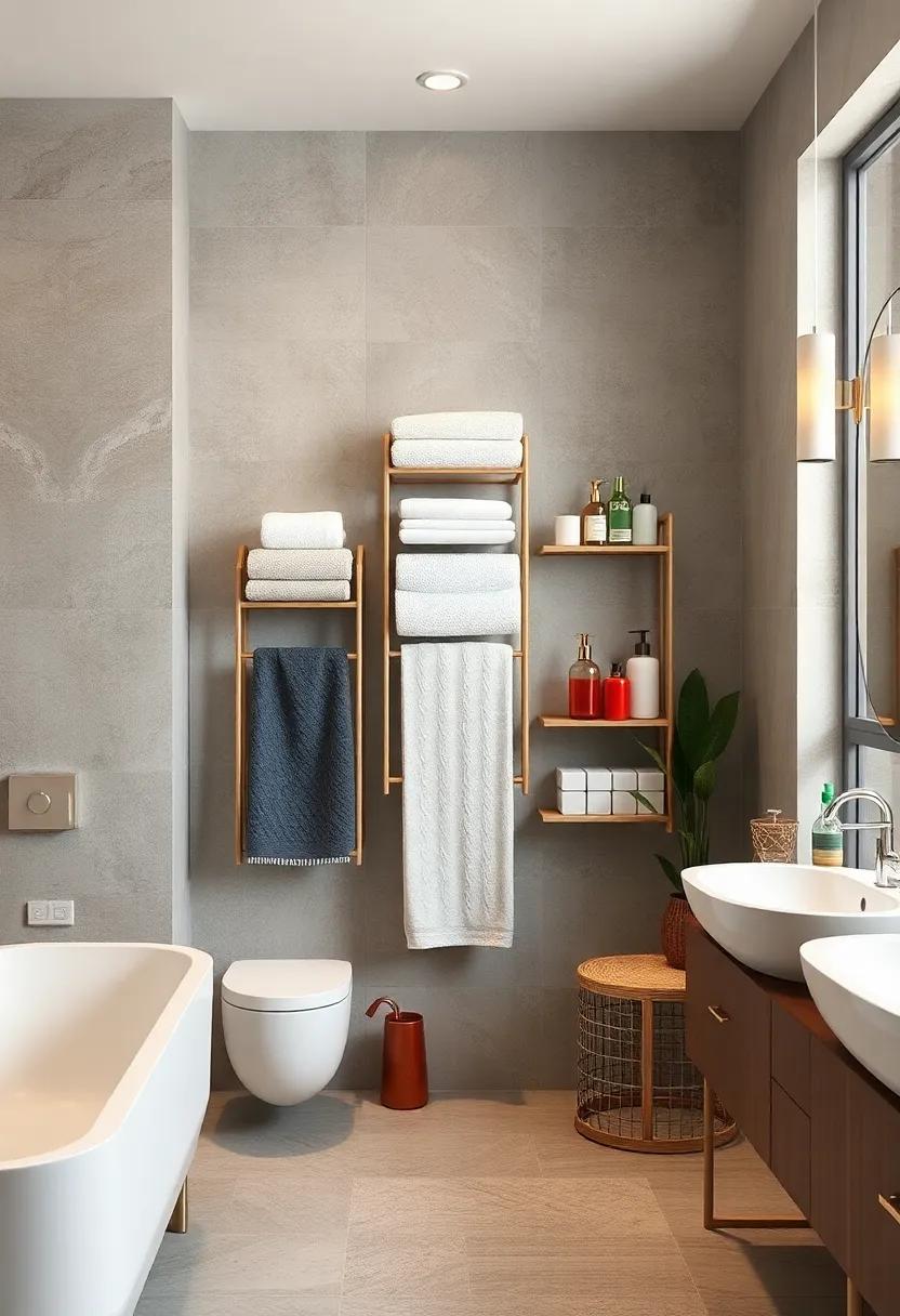 Smart Organization: Multi-tiered vertical towel ⁢racks allow for an organized⁢ display of towels,‌ lotions, ‌and bath products,‌ ensuring easy access in cramped ‍spaces