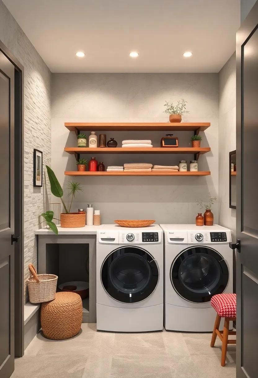 Floating Shelves: Mount ⁣floating shelves​ above your machines for an ​airy feel while providing needed storage without ‌taking⁣ up floor space