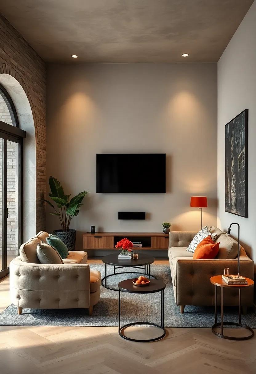 Multi-Purpose room: If your small living room doubles as a workspace, consider a wall-mounted TV that serves as a large monitor for your computer, saving valuable desk space