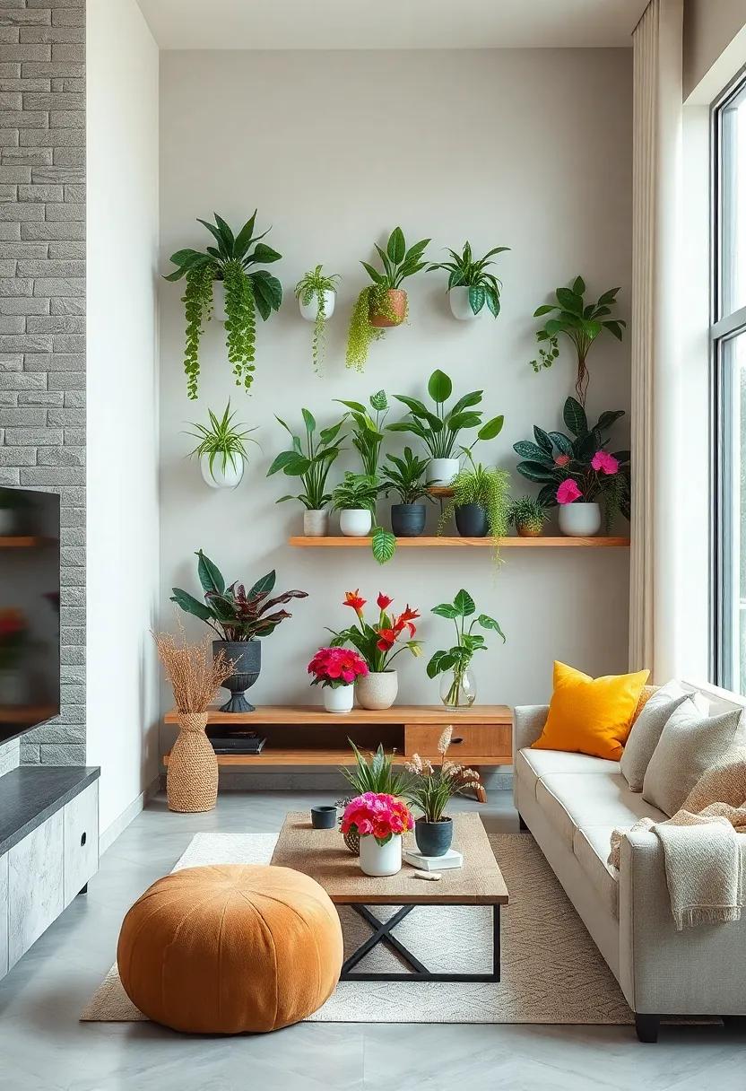 Opt for a mix⁤ of wall planters and a freestanding shelf to create depth,‌ allowing large leaves to contrast beautifully with‍ petite blooms in various⁢ colors