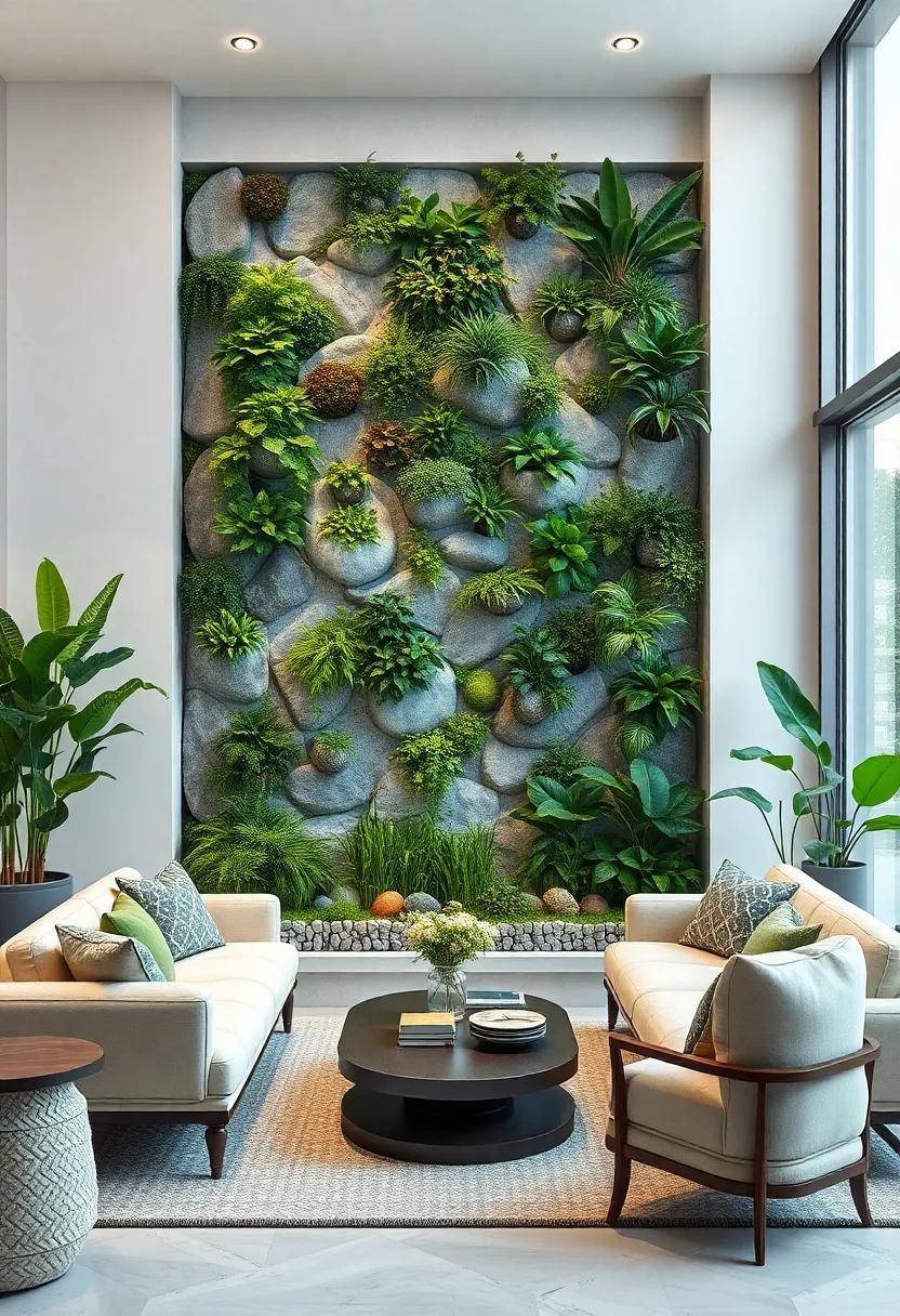 Create a peaceful environment with a vertical zen⁤ garden, featuring a mix of ​low-maintenance plants,‍ smooth stones, and calming visuals that encourage relaxation