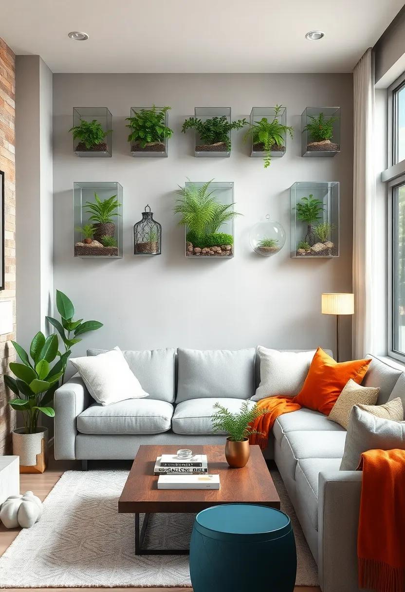 Choose ‌wall-mounted glass terrariums to exhibit tiny ferns and ⁢moss, enhancing a small living room with a touch of‍ whimsy​ and natural elegance