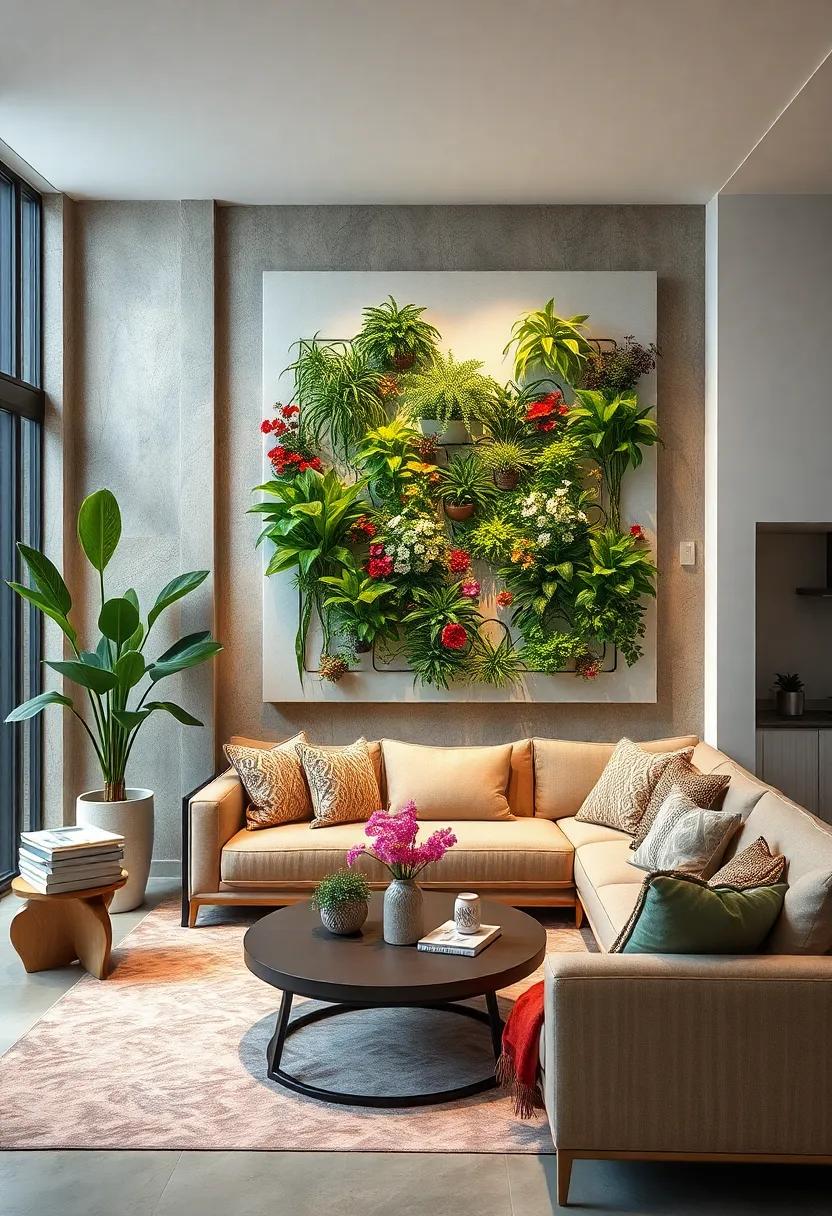 Blend art and ‌nature by incorporating a vertical canvas garden that ⁢doubles ​as living artwork, ‍featuring‌ a curated selection of small flowering plants