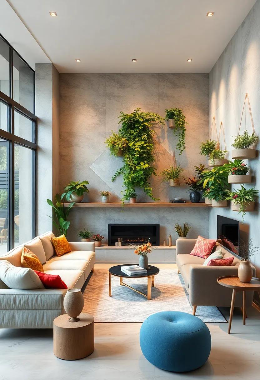 Layer different shades of ⁢green using vertical plant ‌walls that combine hanging ⁤plants with⁤ wall-mounted storage, ‍adding functionality alongside greenery