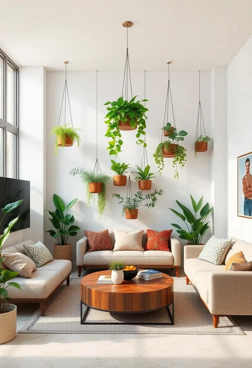 Create a playful vibe by ⁢mixing different-sized planters suspended at various heights, filling your small living ⁤room with life and visual ⁣dynamism