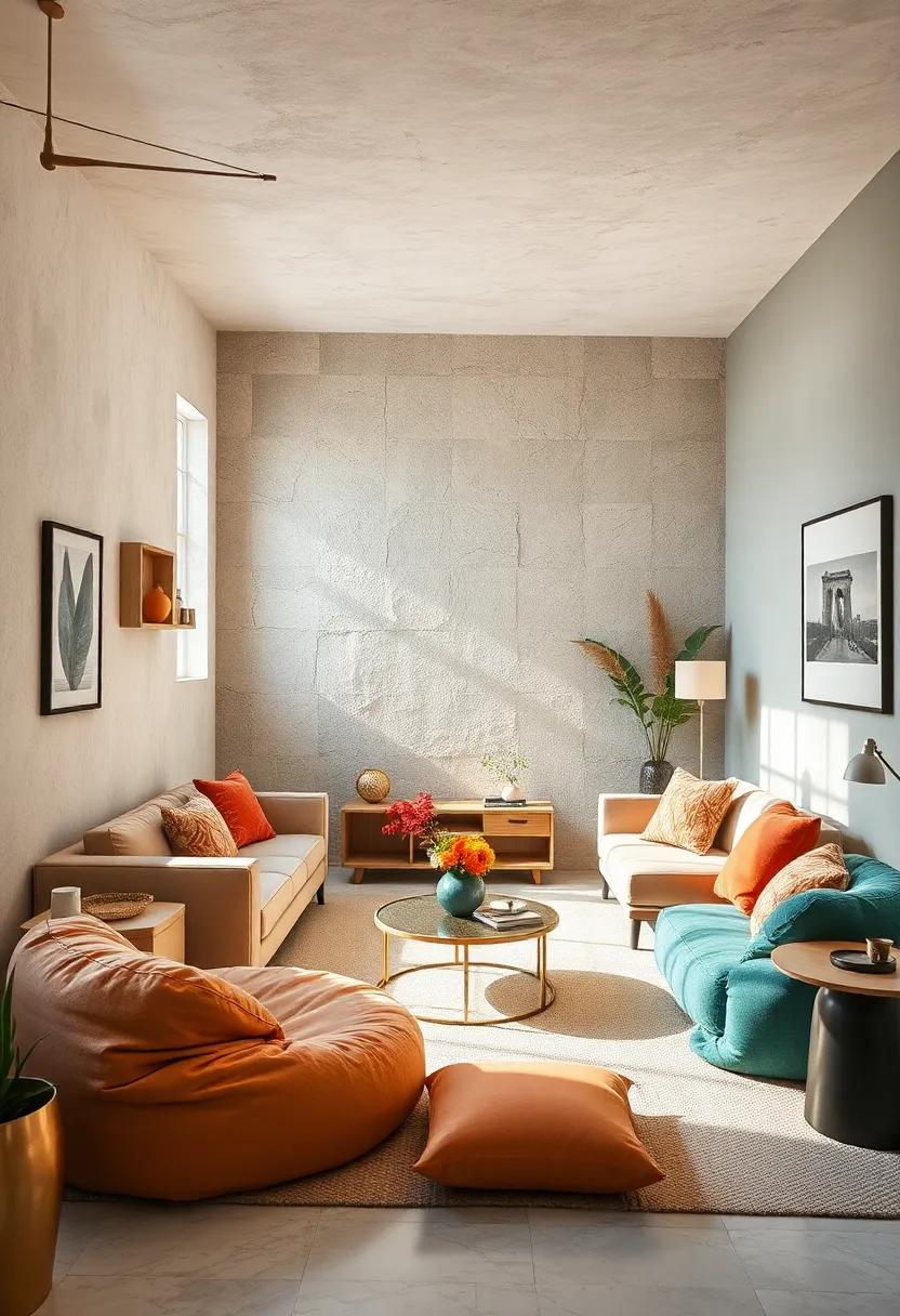 No-commitment Seating: Incorporate ‍bean bags ⁢or floor⁣ cushions for informal seating options ‍that can easily be moved⁤ or stored
