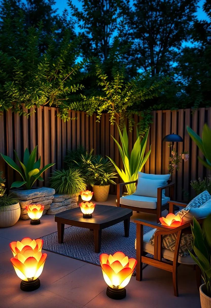 flower-Shaped Solar Lights: Stylish ‌and playful, these lights bring a pop of color while lighting up your garden ‍at night