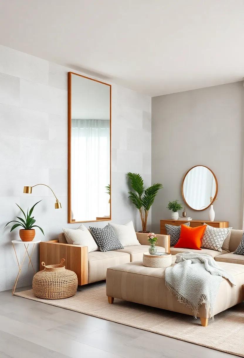 Large Mirrors: Incorporate a large, stylish mirror to enhance light ⁣and make⁣ the room feel more spacious while⁣ serving as a decor ⁣element
