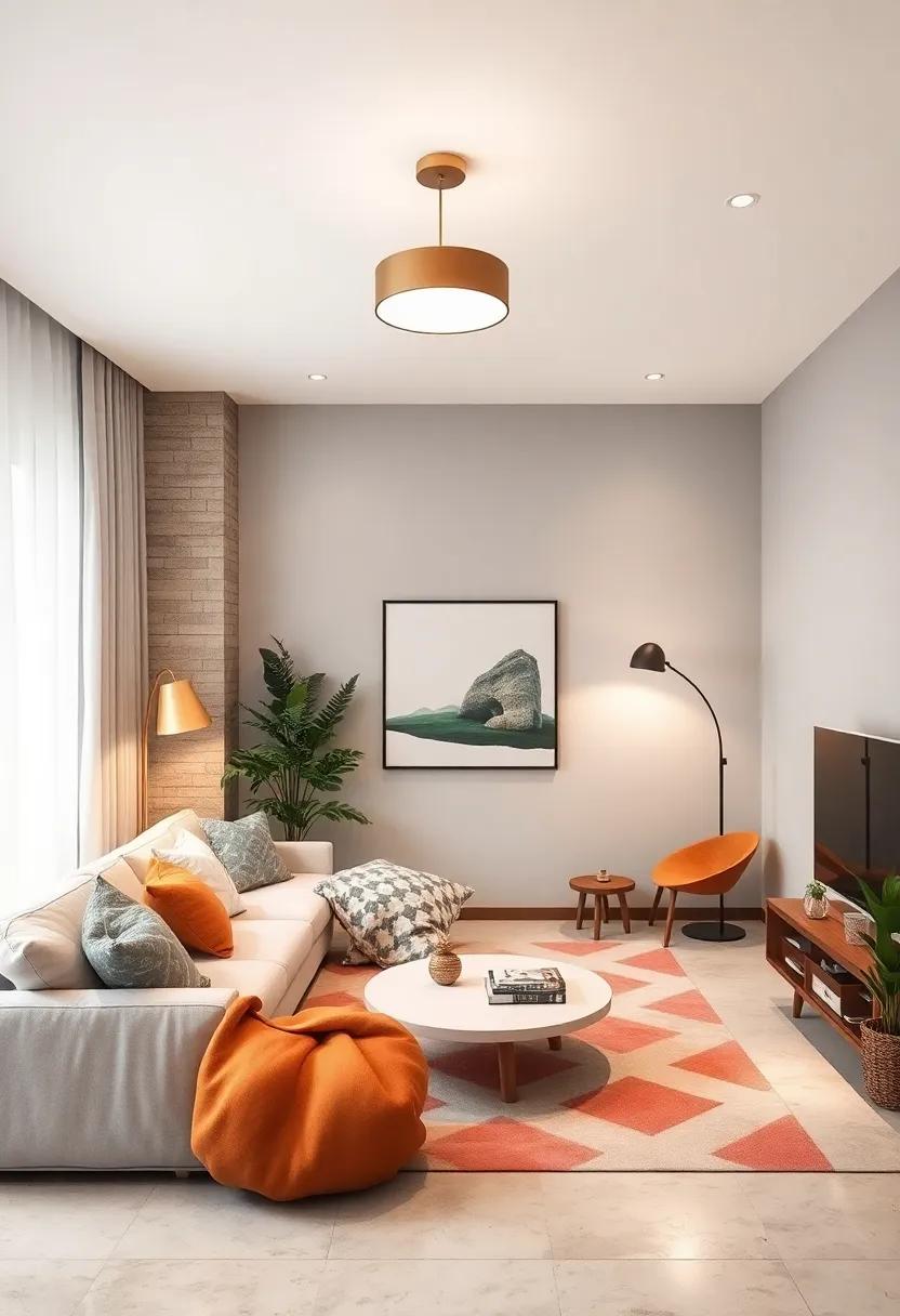 Statement Lighting: Choose a chic pendant light or ‌a‌ stylish floor ⁢lamp that becomes a focal point while illuminating the‍ space beautifully