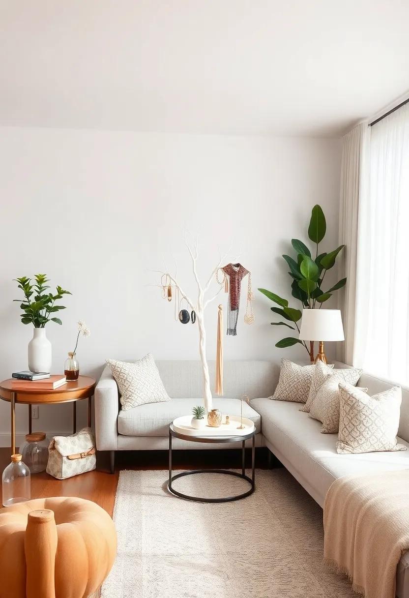 Vintage Jewelry Display: Turn ​a small section ⁢of the room into⁢ a chic display for accessories using a white‍ jewelry ‍tree or elegant trays