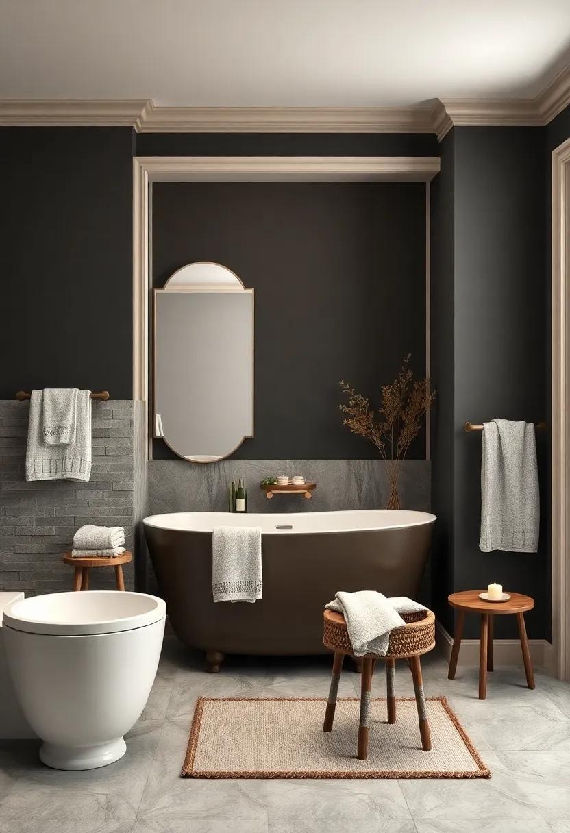 Soft Neutrals: Combine deep gray walls with light taupe trim for a serene ambiance that feels just right for relaxation