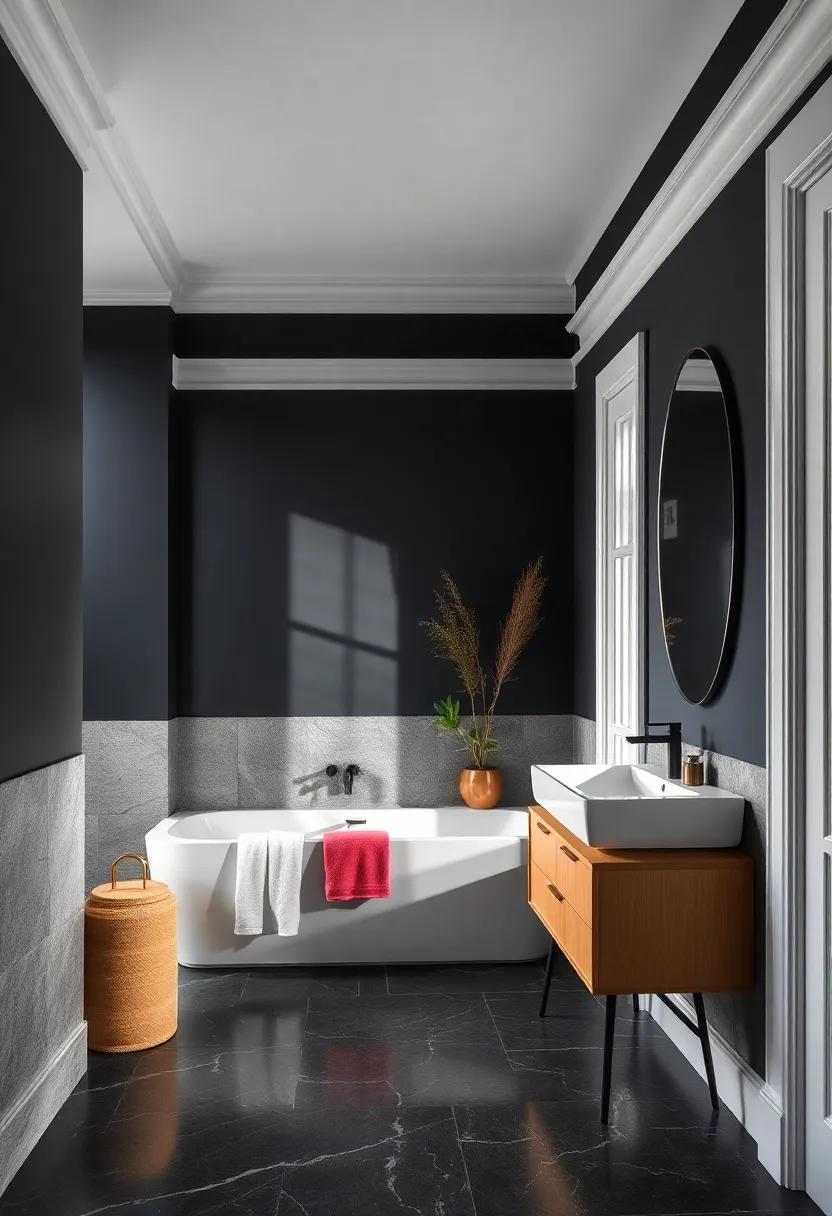 Minimalist Vibe: Create a calming effect with matte black walls and glossy white trim⁣ that reflects natural⁤ light beautifully