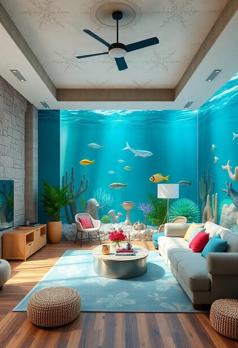 Underwater Wonderland:​ Dive into creativity with mermaids and sea creatures, ocean-blue colors, and bubble accents that transport your child to an enchanting underwater realm