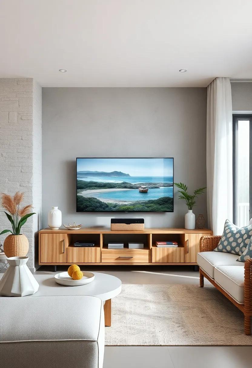 Coastal Cottage: Set the scene⁤ with​ a light, airy⁤ TV ⁣unit featuring an⁣ open design that encourages the flow of natural light and ‌enhances your coastal decor‍ theme