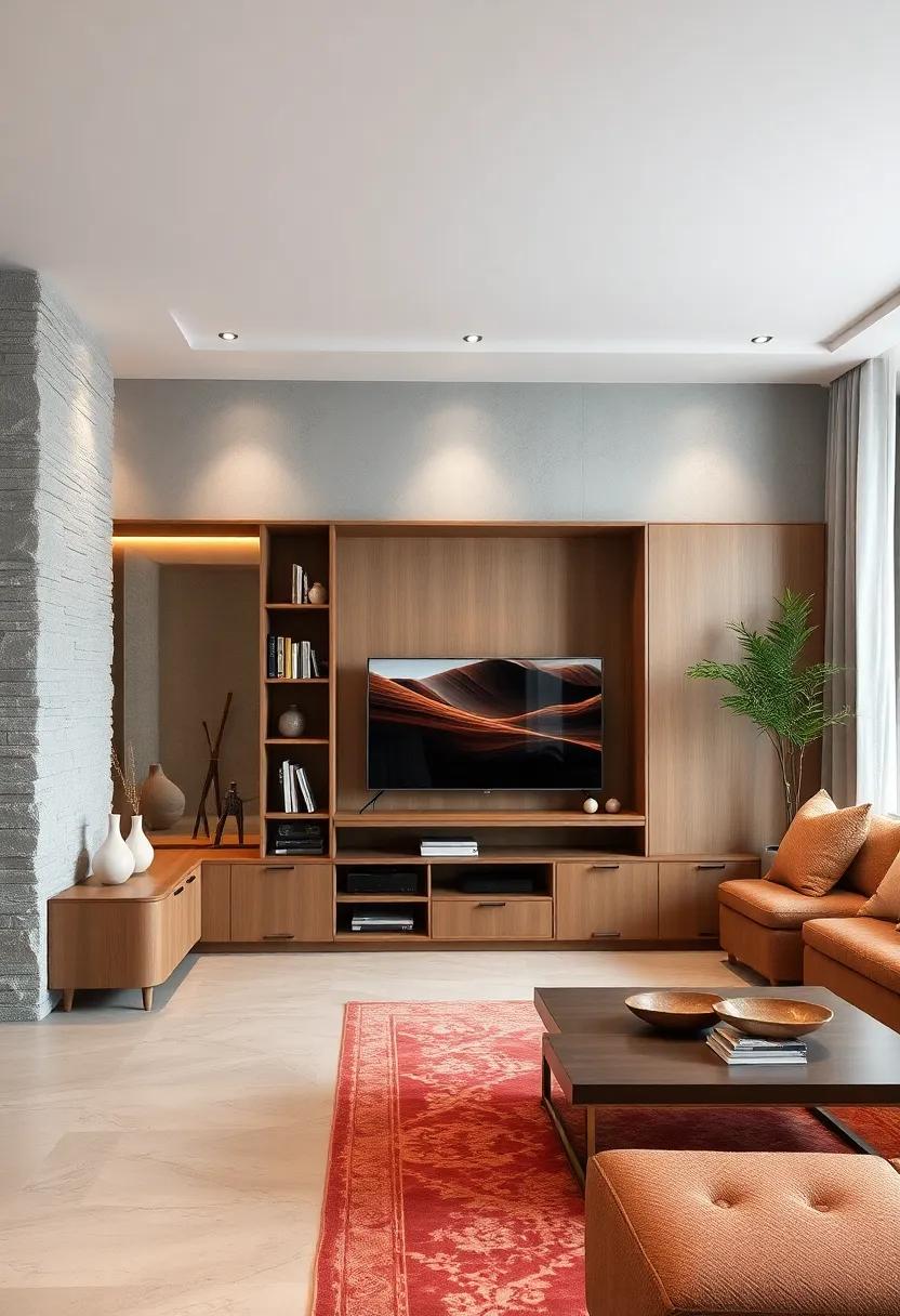 Multi-functional‍ Marvel: A TV unit that ‍doubles⁢ as⁤ a home office with a⁣ fold-down‌ desk and​ features ‍both⁣ open and closed storage for ‌a⁢ seamless transition from work to​ play