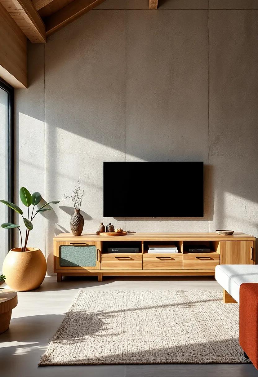 Zen Retreat: With a natural wood finish ​and minimalist design, this‍ TV unit promotes tranquility and simplicity, perfect for creating a serene environment