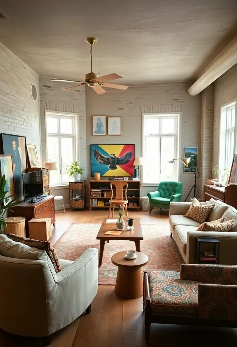 Vintage Artist's‌ Studio: Celebrate‍ creativity with a living​ space ‌that⁢ reflects artistic passions through ⁣eclectic​ furniture and colorful artwork