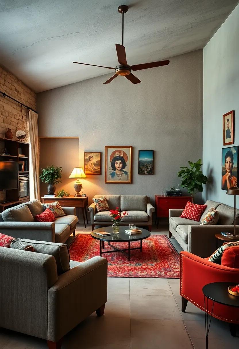 rustic Charm: Embrace the cozy warmth of vintage country living rooms adorned with ​reclaimed wood, vintage textiles, and charming farmhouse-style furniture