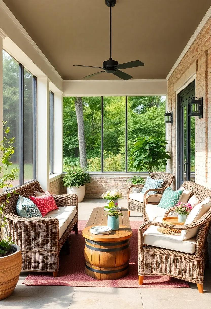 23 Inspiring Ways to Enhance Your Screened Porch with Woven Wicker Furniture