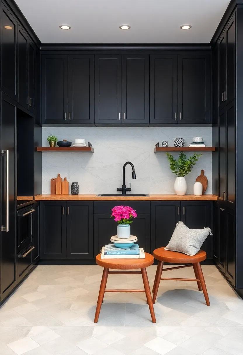 25 Stunning Ways to Style Black Kitchen Cabinets with Luxurious Wood Countertops