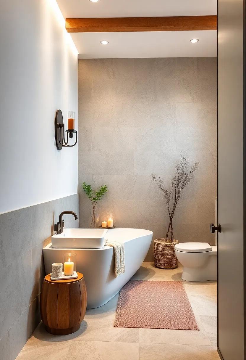Ambient Lighting: Swap out bright overhead fixtures⁤ for adjustable sconces or candles to set a tranquil mood in your bathroom