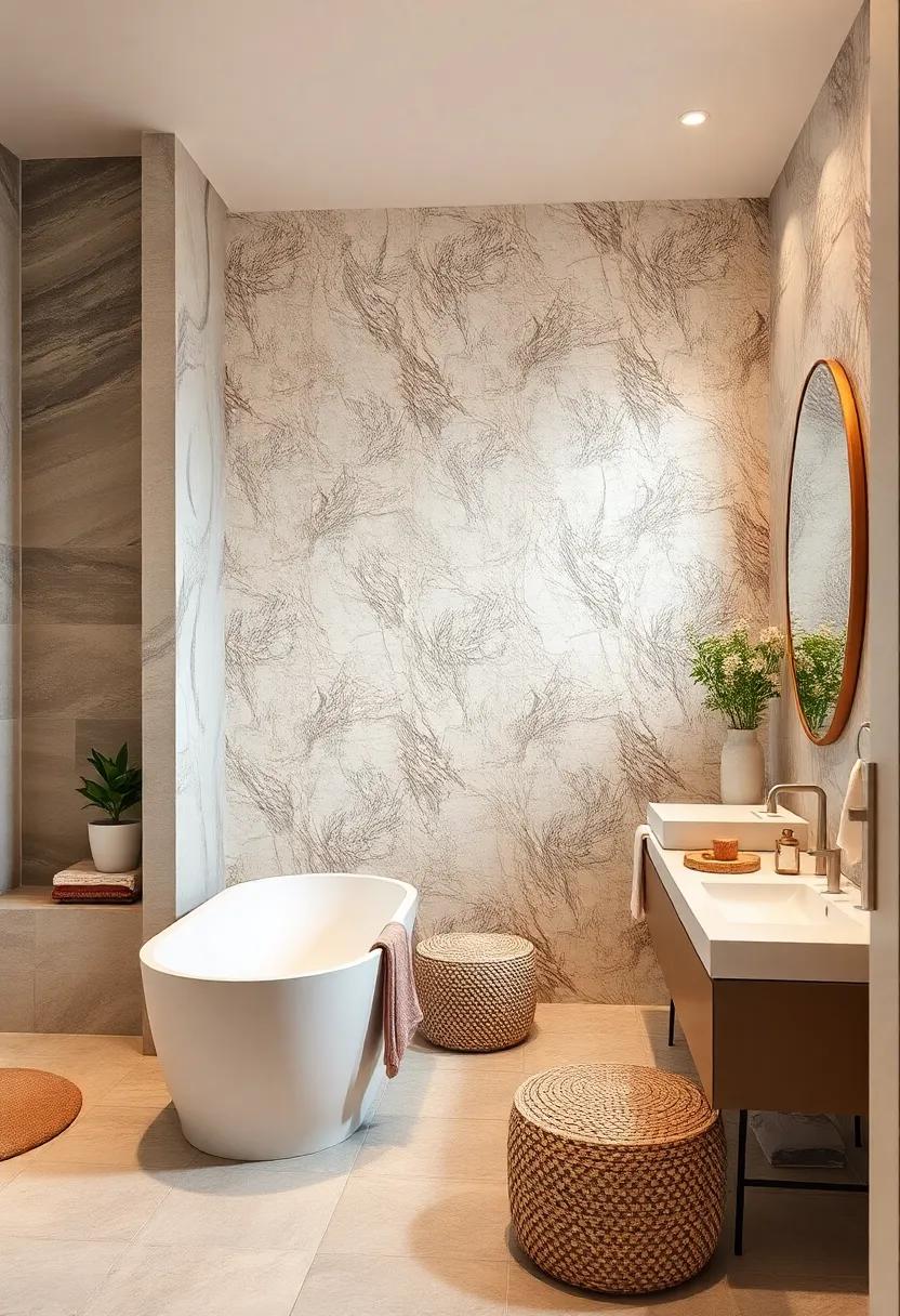 Statement Wallpaper: Use‌ bold wallpaper with soothing patterns or colors ⁤to create an instant focal point that ⁤reflects your personal style