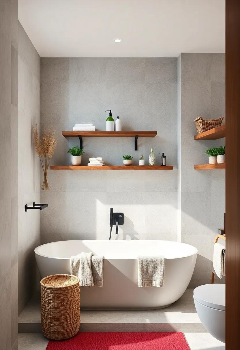 Wooden Elements: Use reclaimed wood for shelving or⁢ accents to bring warmth​ and a rustic feel to ‍your bathroom decor