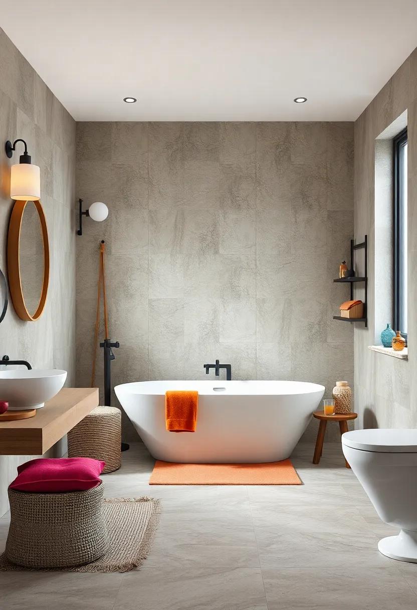 Function Meets Fashion: A stylish bathroom that ‌features ‍a ⁤practical freestanding tub‍ alongside eclectic ⁤accessories and ⁢bold colors, emphasizing ​personality and usability