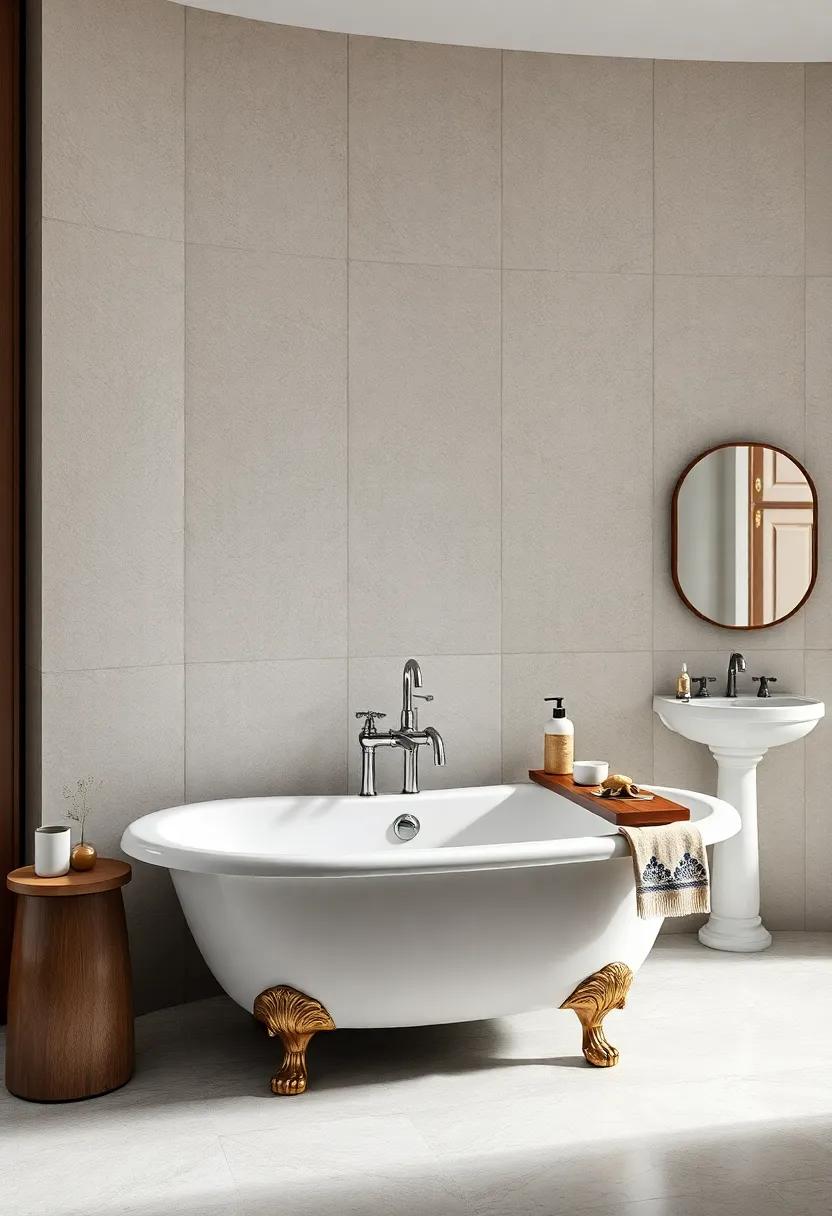 Timeless ‌Tradition: A classically styled ⁢bathroom that⁣ highlights a beautifully detailed freestanding ⁣tub, ‍paired​ with traditional fixtures and vintage tiles ‌for understated​ elegance
