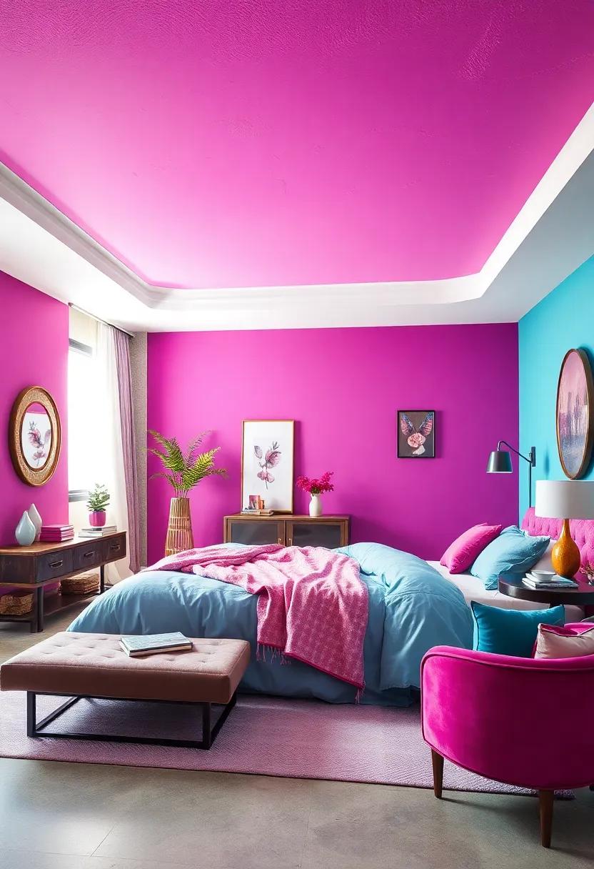 Fuchsia and Aqua: A lively combination that brings energy ‍and fun into your space, ideal for ‌a youthful and spirited bedroom