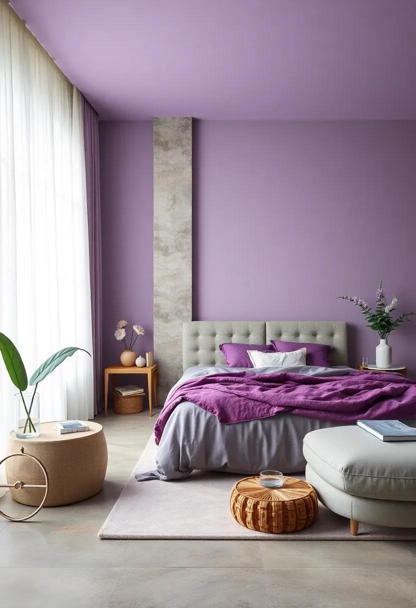 Sage Green and Violet: This ⁣fresh ‌combination introduces a natural ‍vibe into your bedroom, promoting a soothing ⁢and earthy feel
