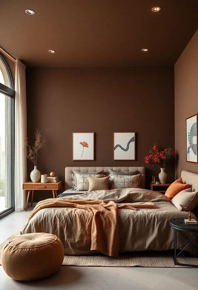 Coffee Brown: Deep, dark brown walls create a cocoon-like environment, evoking a feeling of comfort and security that invites you to unwind
