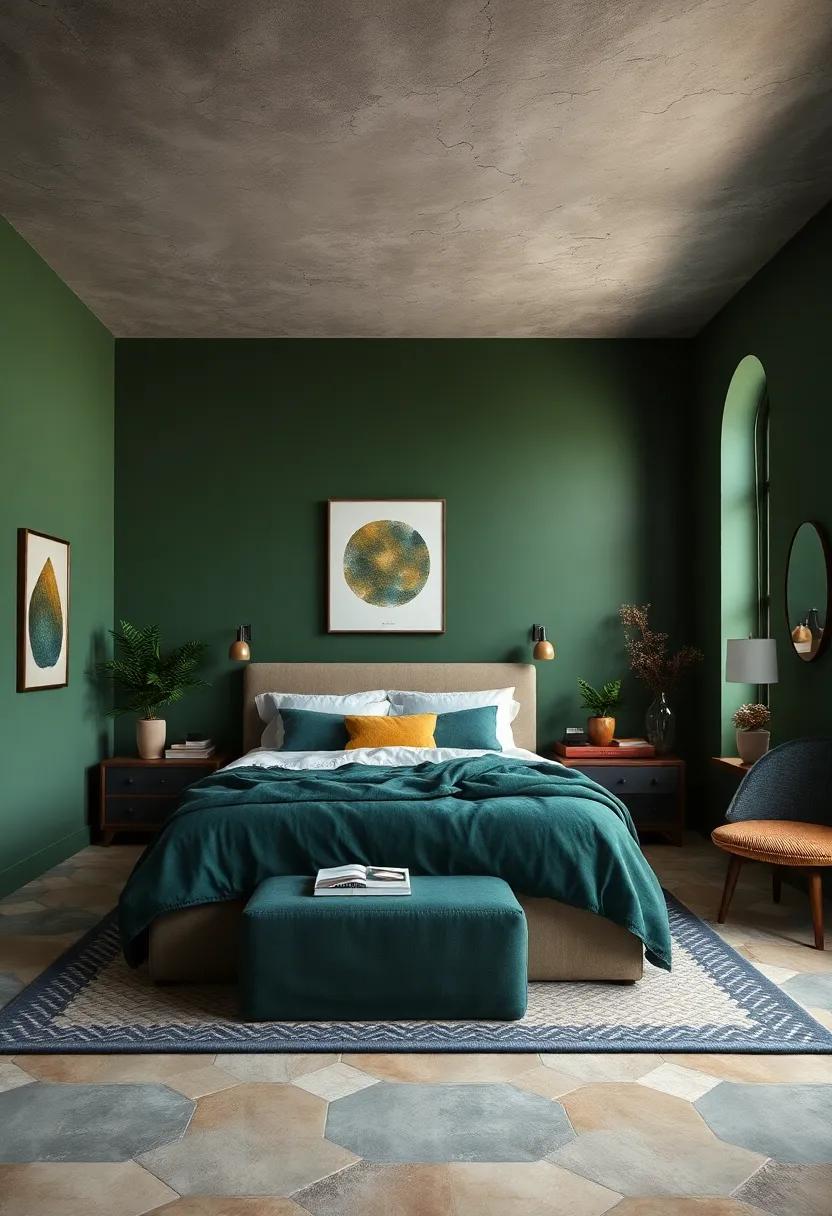 Dark Forest Green: Deep greens inspire a sense of depth and calm, encouraging relaxation and grounding your space in the embrace of nature